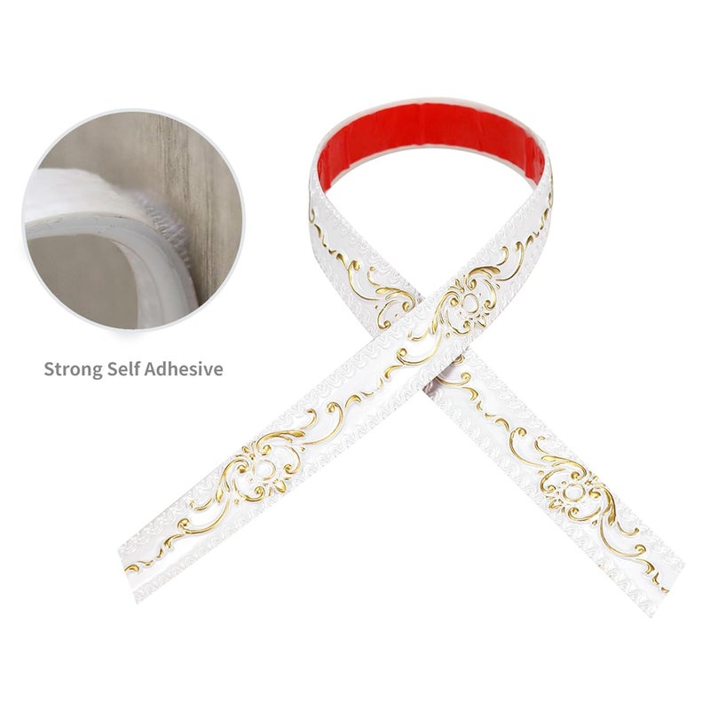 Leenevs Flexible Wall Trim, 16.4 Feet Self-Adhesive Peel & Stick Molding, Cabinet Border, Mirror Frame Trim for Home Decor (White & Gold) - Image 4